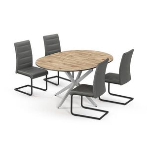 Vicco SÚPRAVA JEDÁLENSKÉHO STOLA Loyd, Rustikálny dub/Šedá, 120 x 120 cm so 4 jedálenskými stoličkami, šedé vyobraziť