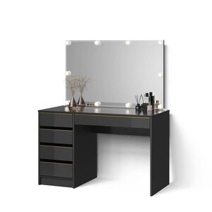 Livinity® SÚPRAVA TOALETNÉHO STOLÍKA Imola, čierna/zlato, 120 cm so zrkadlom a LED svetelnou reťazou vyobraziť