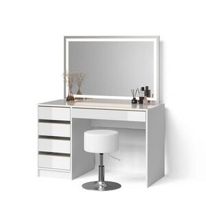 Livinity® TOALETNÝ STOLÍK Imola, biely/zlato, so zrkadlom LED a stoličkou vyobraziť