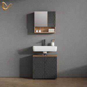 Livinity® SÚPRAVA KÚPEĽŇOVÉHO NÁBYTKU Ronco, Antracit so štruktúrou včelieho plástu, 2-dielna vyobraziť