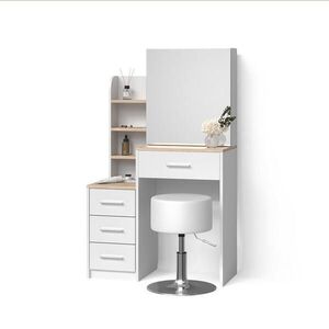 Livinity® TOALETNÝ STOLÍK Loreta, biely/Sonoma, 80 cm so zrkadlom a taburetom vyobraziť