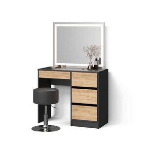 Livinity® TOALETNÝ STOLÍK Imola, antracitová/Dub Goldkraft, so zrkadlom LED a stoličkou vyobraziť