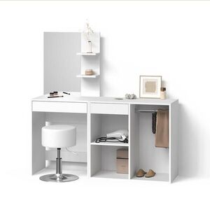 Livinity® TOALETNÝ STOLÍK Nola, biely, 140 cm so zrkadlom, taburetkou a prídavnou skrinkou vyobraziť