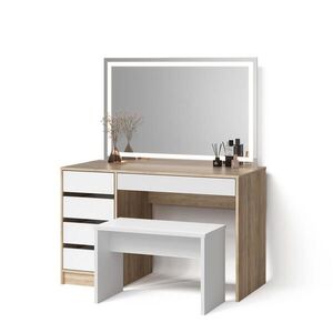 Livinity® TOALETNÝ STOLÍK Imola, biely/Sonoma, so zrkadlom LED a lavičkou vyobraziť