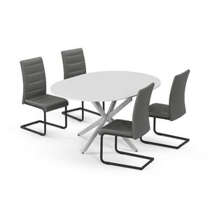 Vicco SÚPRAVA JEDÁLENSKÉHO STOLA Loyd, biely/Šedá, 120 x 120 cm so 4 jedálenskými stoličkami, šedé vyobraziť