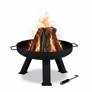 Relaxdays OHNISKO Čierne oceľ s kutáčom 60 cm vyobraziť