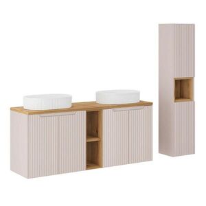 Petits-meubles KÚPEĽŇOVÝ NÁBYTOK 140.4cm Riva 2-dielna súprava Kašmír a drevo vyobraziť