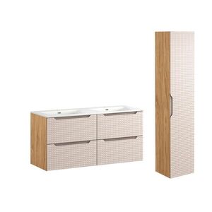 Petits-meubles KÚPEĽŇOVÝ NÁBYTOK 121cm Mallory 2-dielna súprava Béžová a drevo vyobraziť