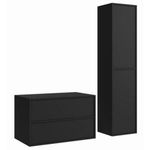 Badplaats KÚPEĽŇOVÁ ZOSTAVA Mali 80 cm matná čierna - s vysokou skrinkou - 80 x 46 x 54 cm vyobraziť