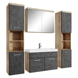 Badplaats KÚPEĽŇOVÁ ZOSTAVA Paso LED 5 diely gaštanový dub / sivá - 80 x 40 x 55 cm vyobraziť