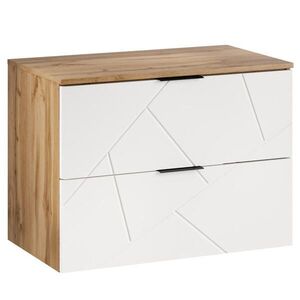 Badplaats SKRINKA POD UMÝVADLO Manello 2 zásuvky dub s mat biela - 80 x 46 x 58 cm vyobraziť