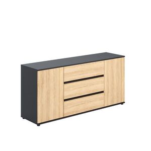 Home Collective KOMODA, šířka 150 cm, se dvěma dvířky a třemi zásuvkami, antracit / dub Artisan vyobraziť