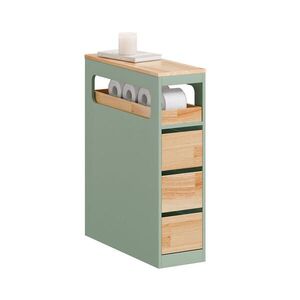 SoBuy MOBILNÁ kúpeľňová skrinka so 4 zásuvkami Zelená 65x23x82cm Severský vyobraziť