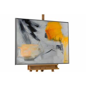 KUNSTLOFT RUČNE MAĽOVANÝ AKRYLOVÝ OBRAZ 102, 5/77, 5 cm, sivý/oranžový, abstraktný geometrický motív vyobraziť