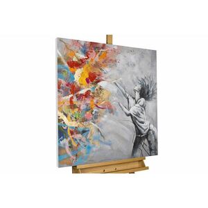 KUNSTLOFT RUČNE MAĽOVANÝ AKRYLOVÝ OBRAZ 80/80 cm, sivý, abstraktný geometrický motív vyobraziť