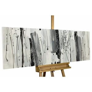 KUNSTLOFT RUČNE MAĽOVANÝ AKRYLOVÝ OBRAZ 150/50 cm, sivý/čierny, abstraktný geometrický motív vyobraziť