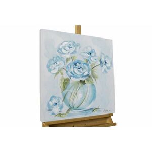 KUNSTLOFT RUČNE MAĽOVANÝ AKRYLOVÝ OBRAZ 60/60 cm, modrý/biely, prírodný a botanický motív vyobraziť