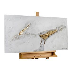 KUNSTLOFT RUČNE MAĽOVANÝ AKRYLOVÝ OBRAZ 100/50 cm, biely/zlatý, abstraktný geometrický motív vyobraziť