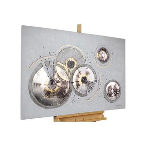 KUNSTLOFT RUČNE MAĽOVANÝ AKRYLOVÝ OBRAZ 120/80 cm, sivý, abstraktný geometrický motív vyobraziť