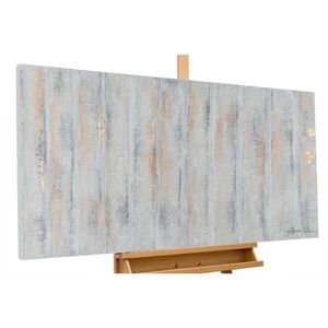 KUNSTLOFT RUČNE MAĽOVANÝ AKRYLOVÝ OBRAZ 120/60 cm, sivý, abstraktný geometrický motív vyobraziť