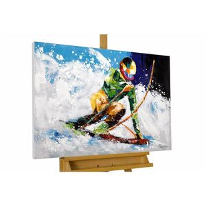 KUNSTLOFT RUČNE MAĽOVANÝ AKRYLOVÝ OBRAZ 90/60 cm, modrý/biely, abstraktný geometrický motív vyobraziť