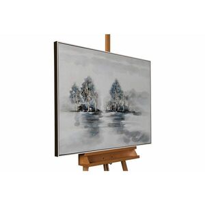 KUNSTLOFT RUČNE MAĽOVANÝ AKRYLOVÝ OBRAZ 100/75 cm, modrý/sivý, abstraktný geometrický motív vyobraziť