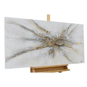 KUNSTLOFT RUČNE MAĽOVANÝ AKRYLOVÝ OBRAZ 120/60 cm, sivý/strieborný, abstraktný geometrický motív vyobraziť