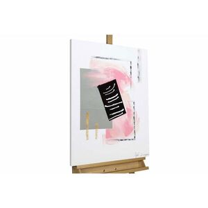 KUNSTLOFT RUČNE MAĽOVANÝ AKRYLOVÝ OBRAZ 60/80 cm, sivý/ružový, abstraktný geometrický motív vyobraziť