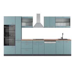 Vicco KUCHYNSKÝ KÚT R-Line Modrošedá/antracitová 350 cm s vysokou skriňou, dub AP vyobraziť