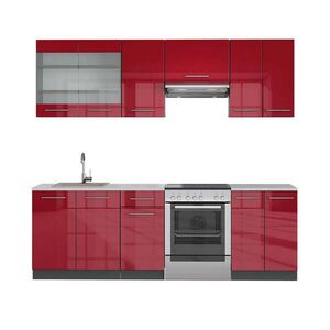 Vicco KUCHYNSKÝ KÚT Fame-Line Bordeaux vysoký lesk/antracit 240 cm , AP Marble vyobraziť