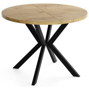 WFL GROUP OKRUHLY Rozkladaci Jedalensky Stol - Loft Styl s Kovovymi Nohami - 120 az 200 cm - Industrialny Stol - Lancelot dub - 120 cm vyobraziť