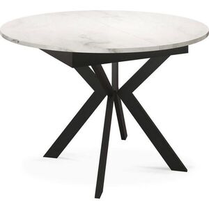 WFL GROUP JEDÁLENSKÝ STÔL Lily Okrúhly Rozkladací s Čiernami Kovovými Nohami, Mramor Biela 100-138/100/76 cm vyobraziť
