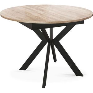 WFL GROUP JEDÁLENSKÝ STÔL Lily Okrúhly Rozkladací s Čiernami Kovovými Nohami, Dub Sonoma 100-138/100/76 cm vyobraziť