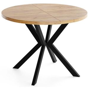 WFL GROUP OKRUHLY Rozkladaci Jedalensky Stol - Loft Styl s Kovovymi Nohami - 120 az 200 cm - Industrialny Stol - Craft dub - 120 cm vyobraziť