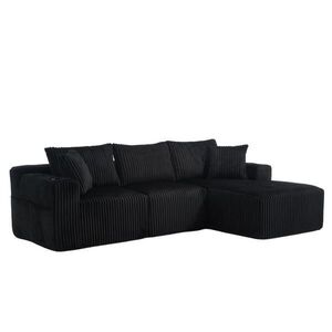 Redom SEDACIA súprava 257/90-160/62 cm s modulárnym usporiadaním, 5 vankúšmi, bočnými vreckami a držiakmi na nápoje, Čierna vyobraziť