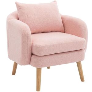 Redom RELAXAČNÉ kreslo 71/72/71 cm s vankúšom a 14 cm sedákom z látky v imitácii ovčej kože, Ružová vyobraziť