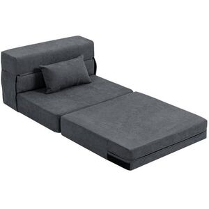 Redom ROZKLADACIE kreslo 80/80/64 cm, 3 v 1, skladacie, s vankúšom a penovou výplňou, Tmavosivá vyobraziť