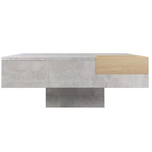 Redom KONFERENČNÝ stolík 72/72/30 cm s vyberateľným úložným boxom z drevotriesky, Betónovo sivá a farba dreva vyobraziť