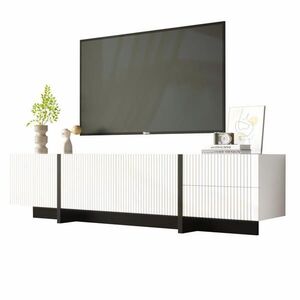 Redom NÍZKA komoda 190/35/45 cm z MDF a drevotriesky s 3 dvierkami a 2 zásuvkami, Čierna/Biela vyobraziť