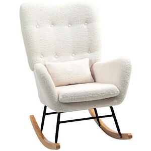 Redom HOJDACIE kreslo 92/69/100 cm s podrúčkami a bedrovým vankúšom, mäkký poťah, Krémovobiela vyobraziť