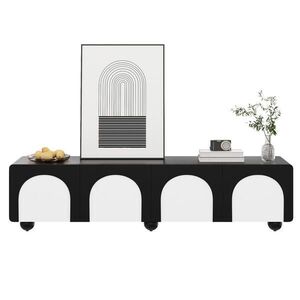 Redom TV stolík 180/38/45 cm s 2 zásuvkami, 2 dvierkami a vedením káblov, MDF, Čierna/Biela vyobraziť