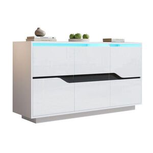 Redom SIDEBOARD 140/40/70 cm s LED osvetlením, nastaviteľnými priečkami a vysokým leskom, Biela/Čierna vyobraziť