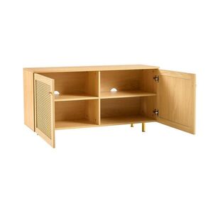 Redom SIDEBOARD 120/40/63 cm s ratanovými dvierkami, zlatými úchytkami a kovovými nohami, Natural vyobraziť