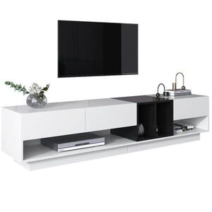 Redom NÍZKA komoda 190/40/42 cm s 3 zásuvkami a 2 otvorenými priehradkami, vysoký lesk, Biela/Čierna vyobraziť