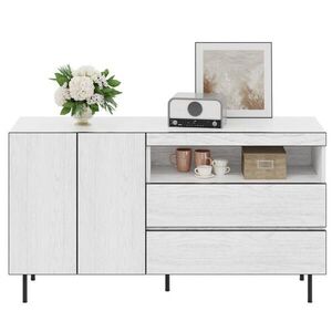 Redom SIDEBOARD 140/42/77 cm s veľkým úložným priestorom, tichým zatváraním a otvorenými policami, Biela vyobraziť
