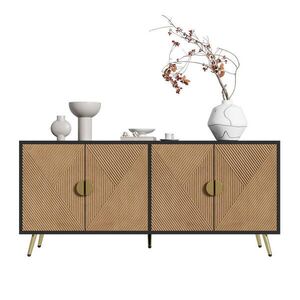 Redom SIDEBOARD 160/40/75 cm so 4 dvierkami, mäkkým dovieraním a zlatými rukoväťami, Čierna/drevená vyobraziť