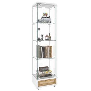 Redom VITRÍNA 36, 5/42, 5/167 cm s LED osvetlením, uzamykateľným úložným priestorom a kolieskami, Biela vyobraziť