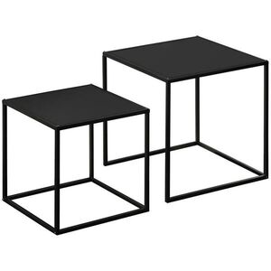 Redom SÚPRAVA príručných stolíkov 40/40/40 a 35/35/35 cm s oceľovým rámom, flexibilné usporiadanie, Čierna vyobraziť