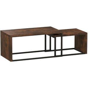 Redom PRÍRUČNÝ stolík sada 90/48/42 cm a 59/42/36 cm s odkladacou plochou, drevo/kov, Rustikálna hnedá vyobraziť