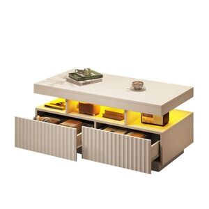 Redom KONFERENČNÝ stolík 100/50/45 cm s 2 zásuvkami, LED osvetlením a otvoreným úložným priestorom, Biela vyobraziť